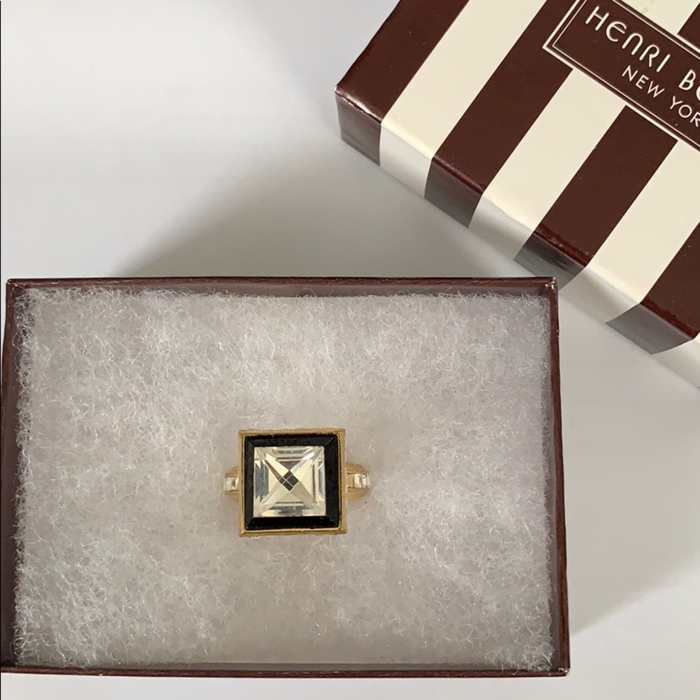 Henri Bendel Crystal and Gold Ring